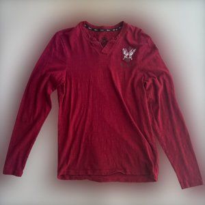 Red Guess Alt/Grunge Long-Sleeve with Graphic